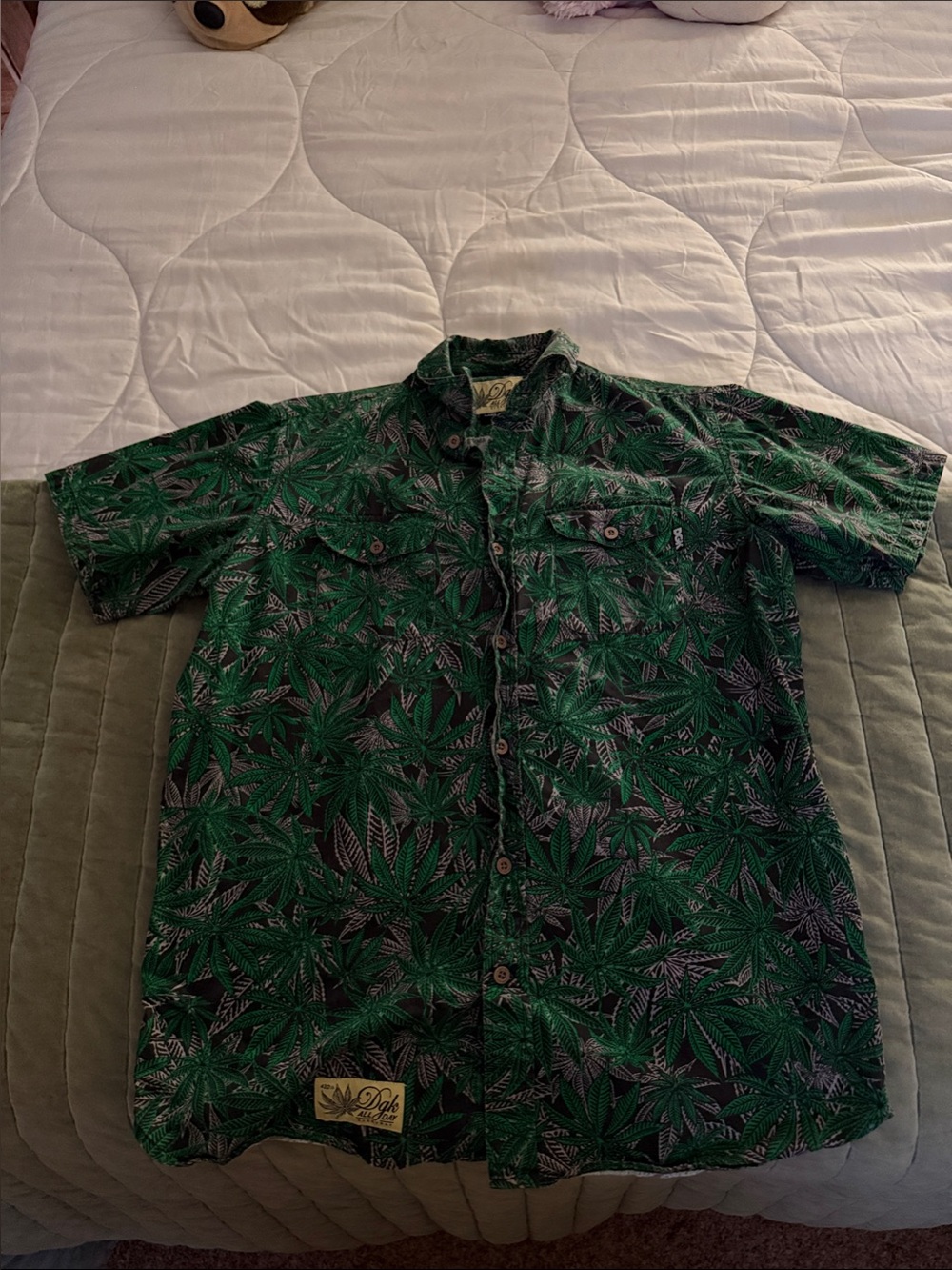 DGK ALL DAY Green Leaf-Print Short Sleeve Men's Shirt